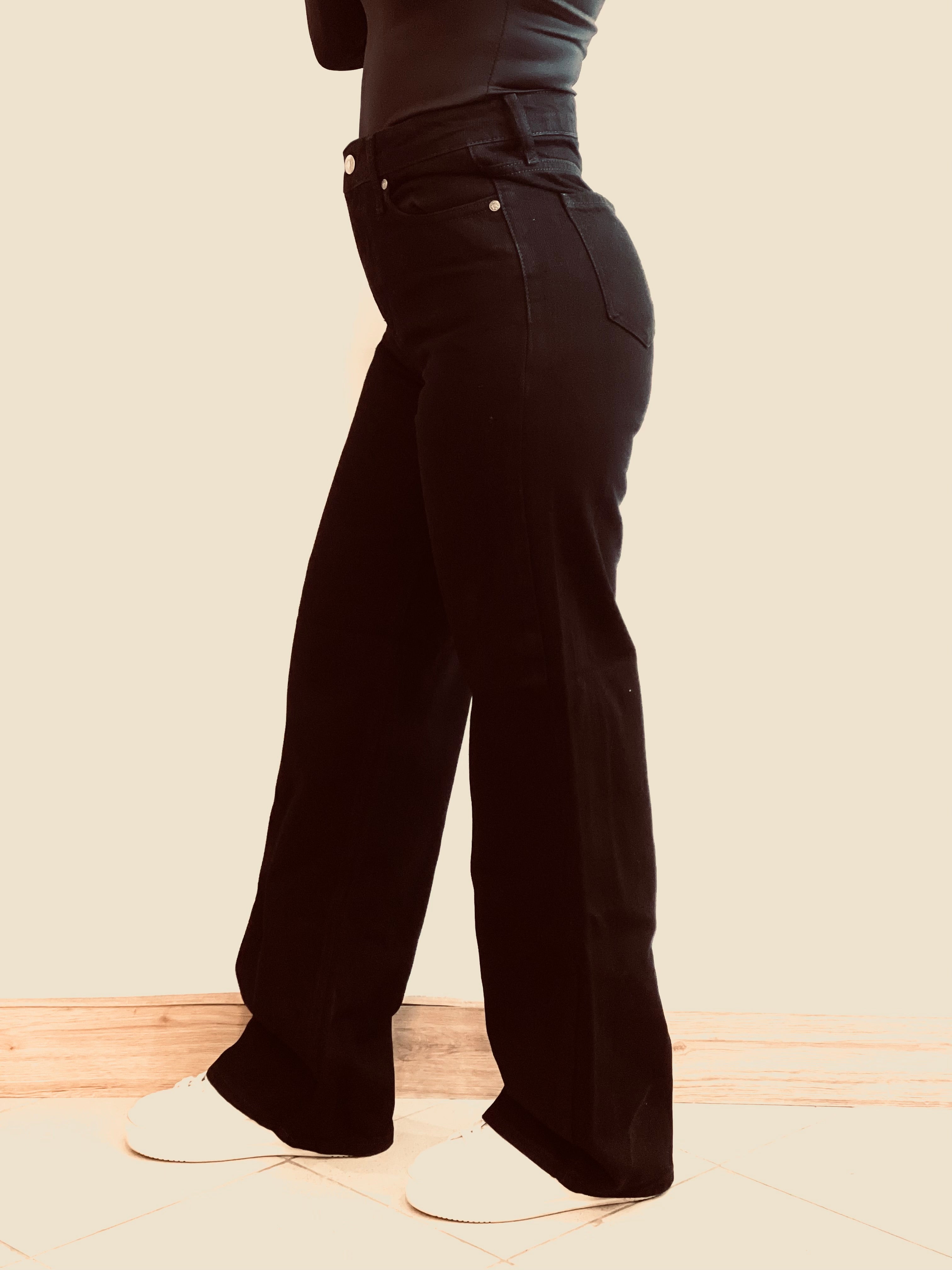 Jeans Neri a Palazzo Gamba Larga