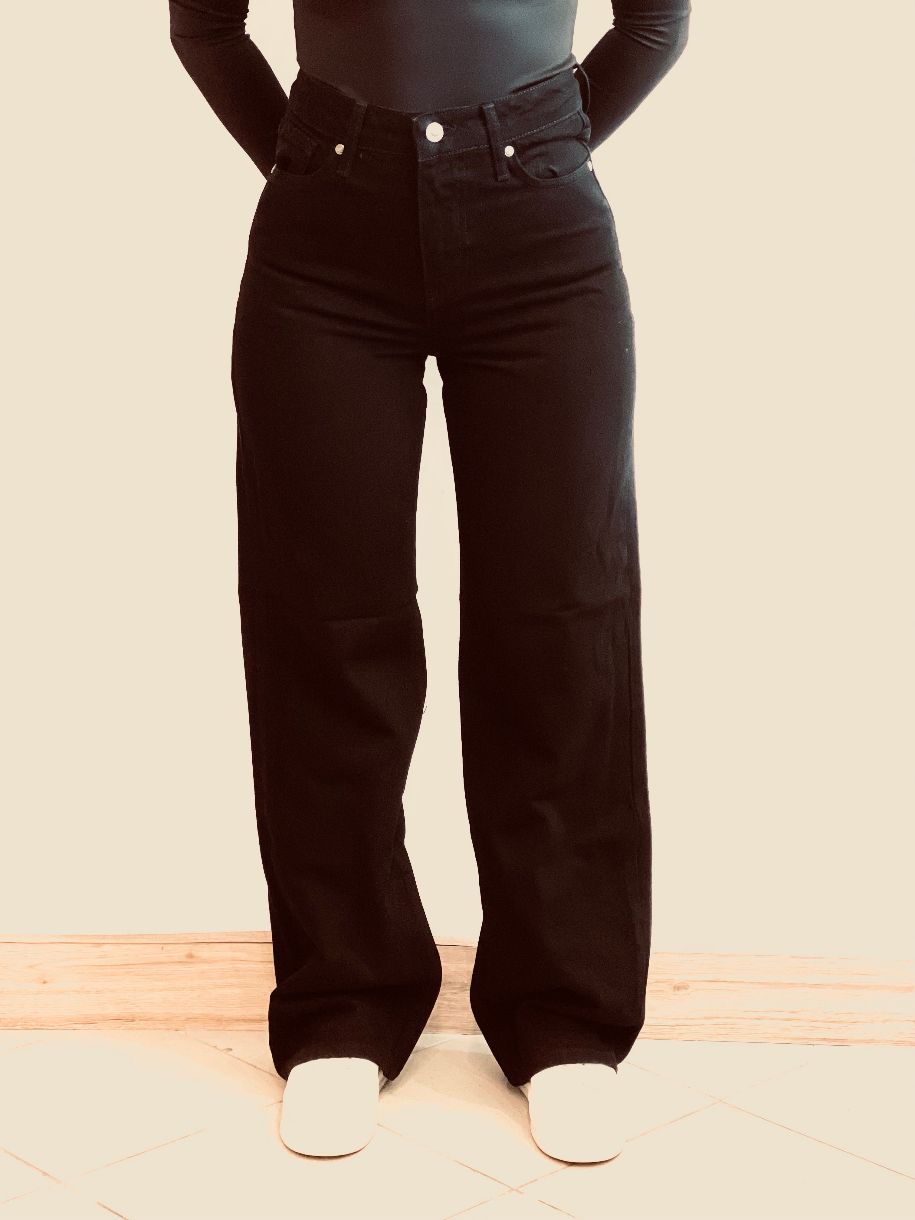 Jeans Neri a Palazzo Gamba Larga