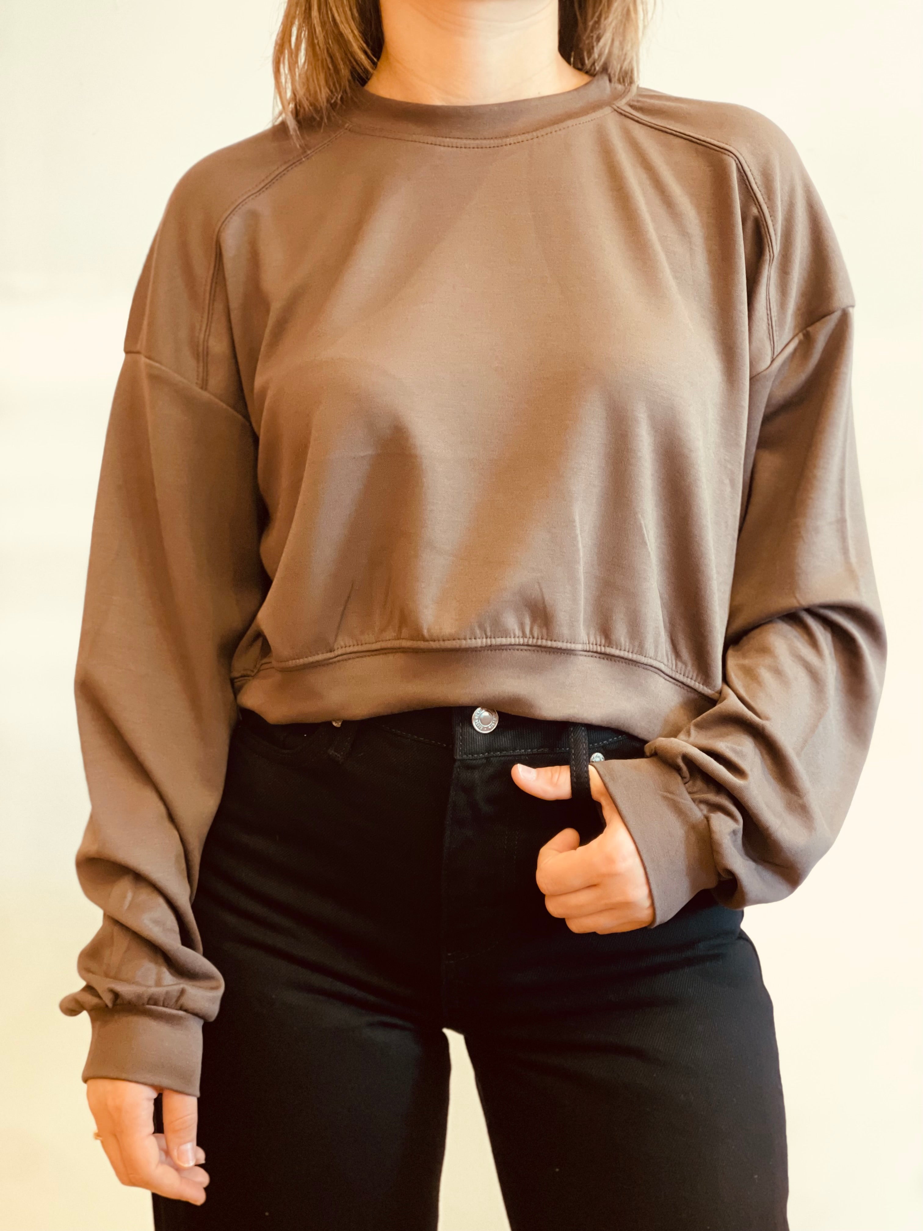 Felpa a Girocollo Crop Top