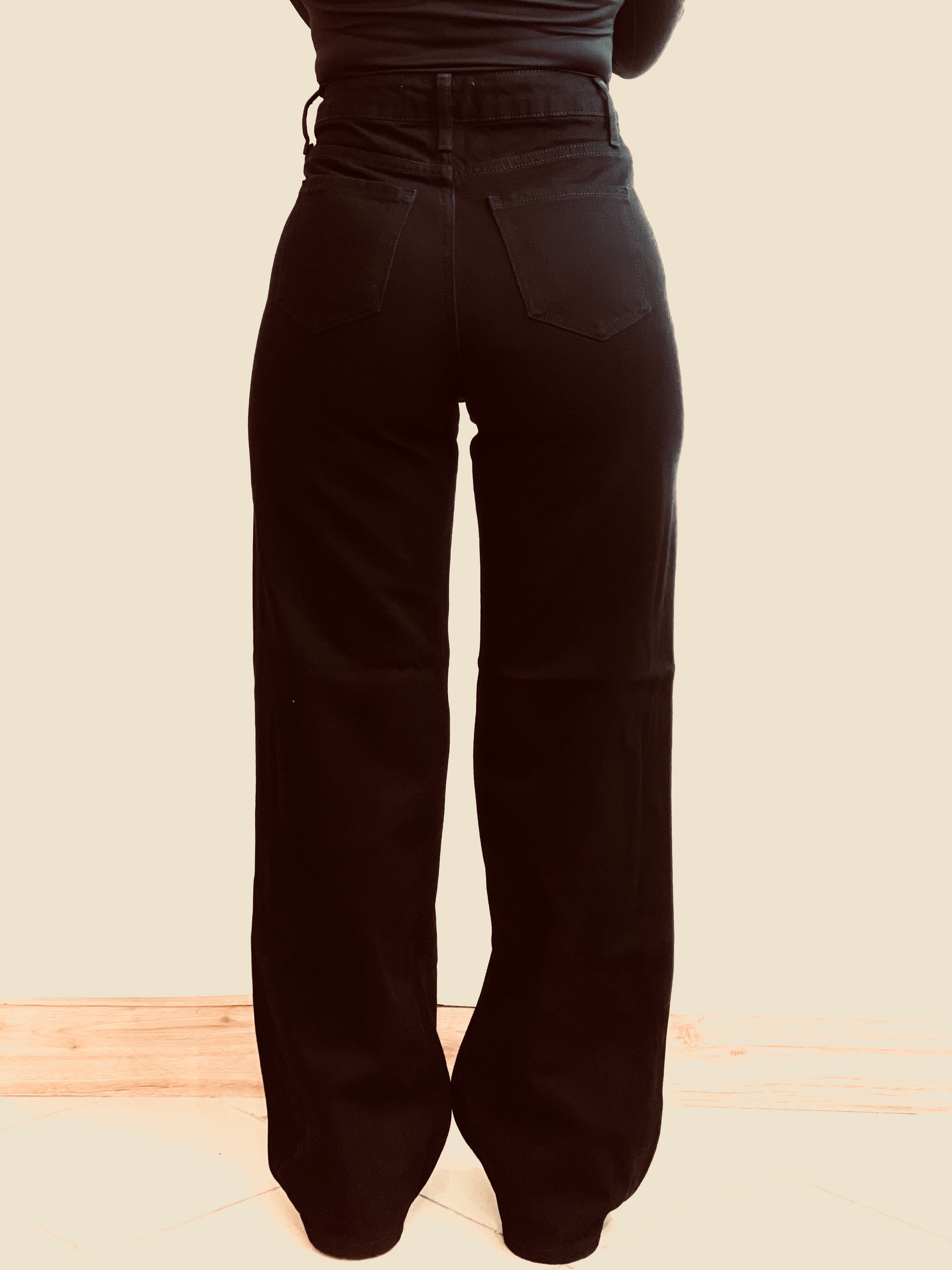 Jeans Neri a Palazzo Gamba Larga