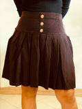 Gonna Plissettata Marrone con Bottoni Dorati